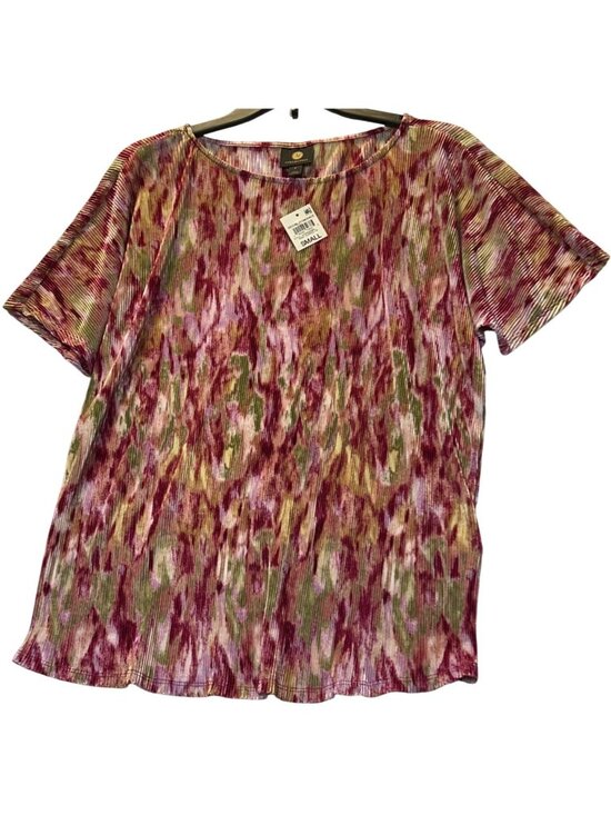 JM Collection Tops - JM Collection Size Small Pleated Short Sleeve Top Regal Romance Ruby Slippers